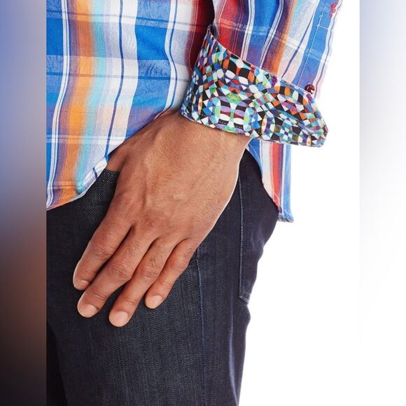 Robert Graham Alaska woven check print Casual Button Down Shirt XXL - Picture 4 of 15